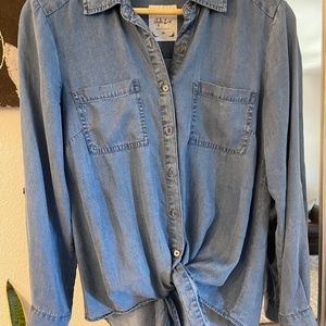 STYLE & Co Front tie Denim Shirt size XS